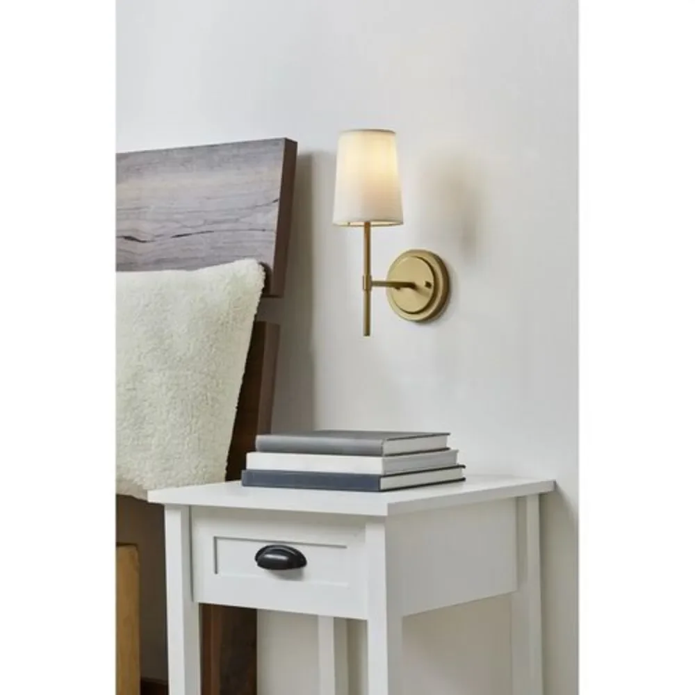 Better Homes & Gardens Meadowood Light Wall Sconce‎ Burnished Brass Finish Shade